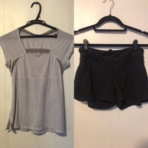 Lululemon running clothes top and bottom sets.